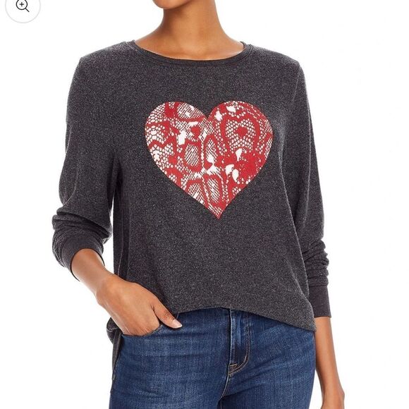 NWT Wildfox Grey Baggy Beach Snake Heart Sweatshirt - Picture 1 of 4
